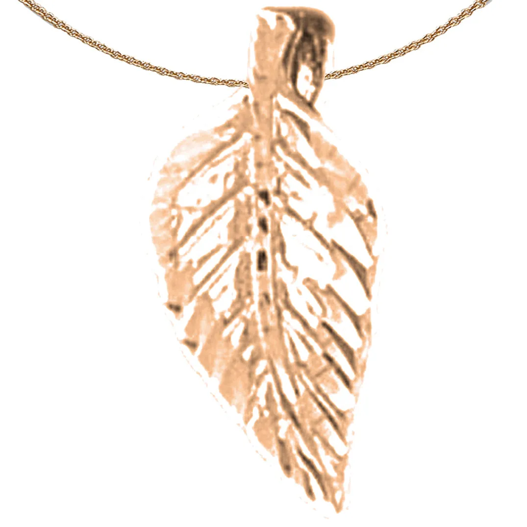 14K or 18K Gold Evergreen Leaf Pendant