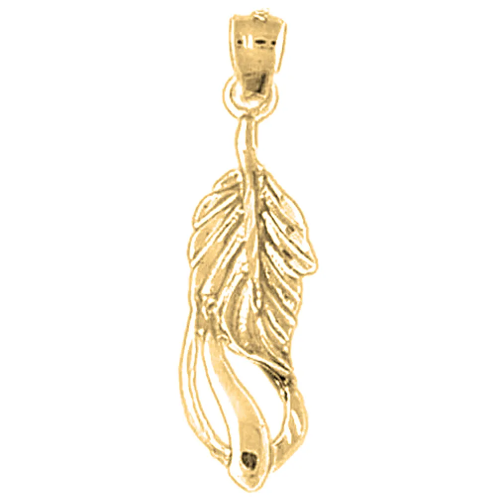 14K or 18K Gold Evergreen Leaf Pendant