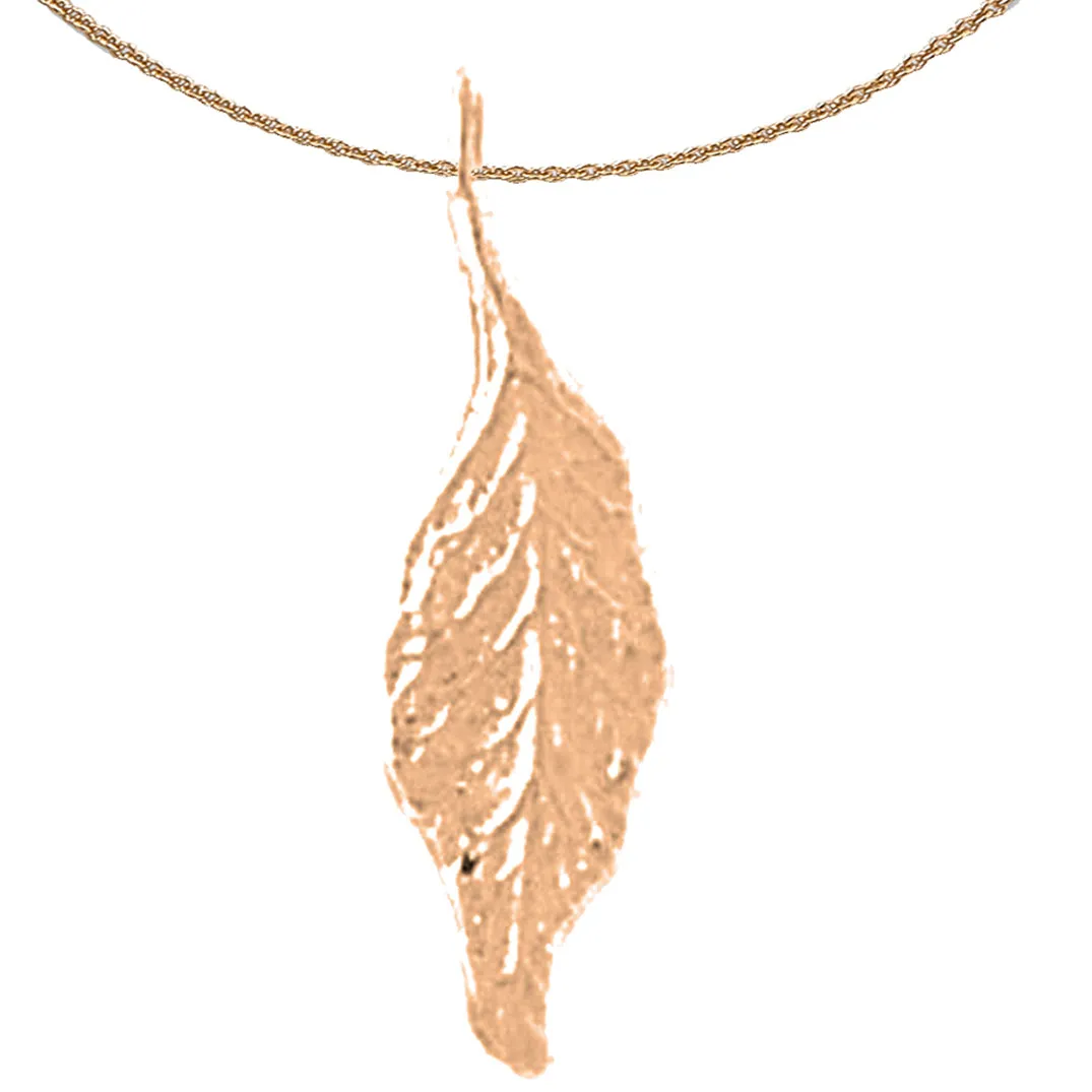 14K or 18K Gold Evergreen Leaf Pendant