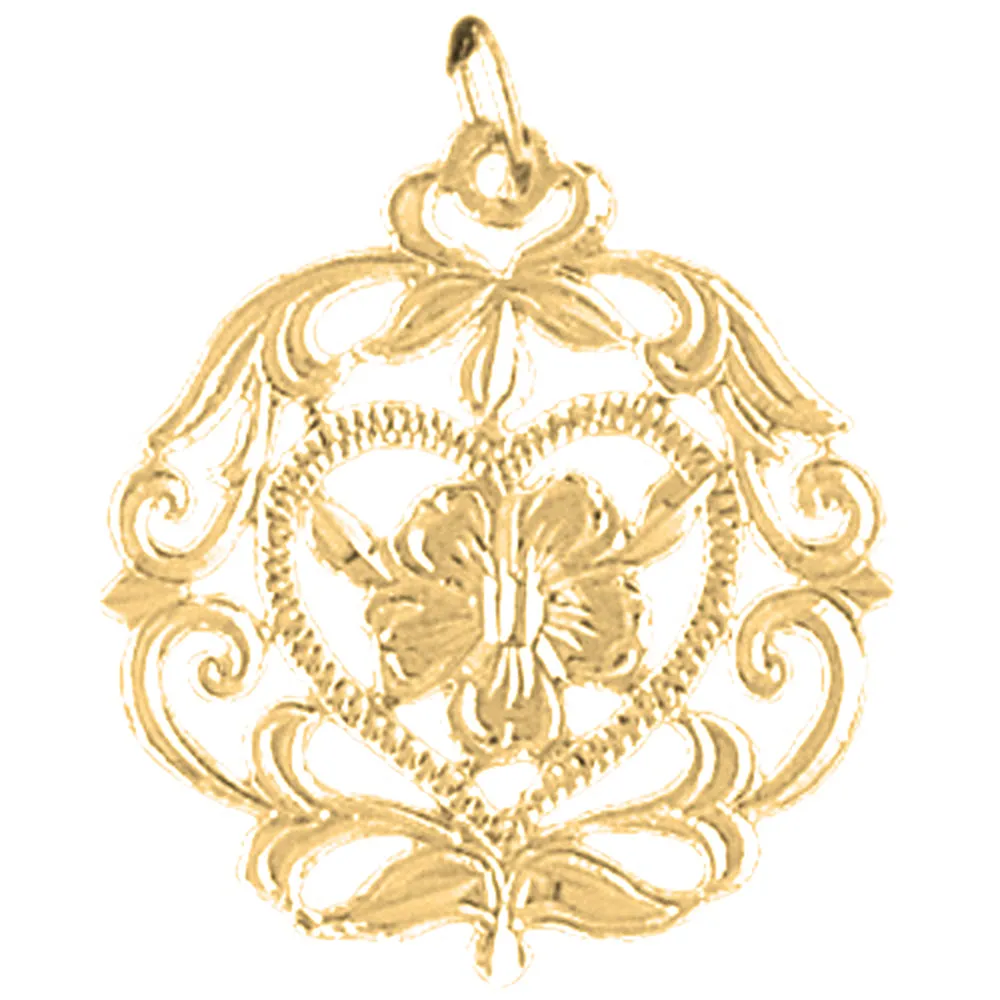 14K or 18K Gold Flower Design Pendant