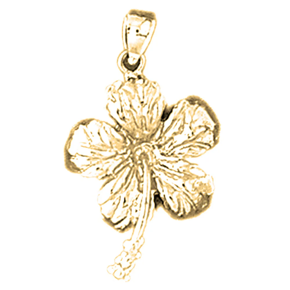 14K or 18K Gold Hibiscus Flower Pendant