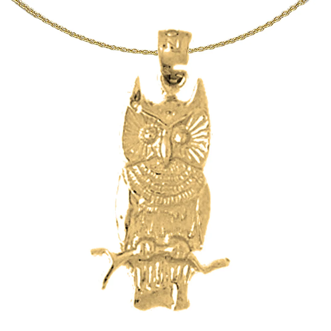 14K or 18K Gold Owl Pendant