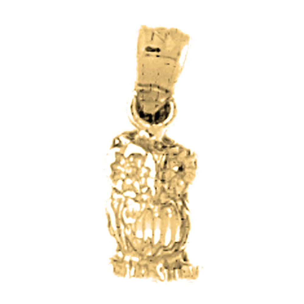 14K or 18K Gold Owl Pendant