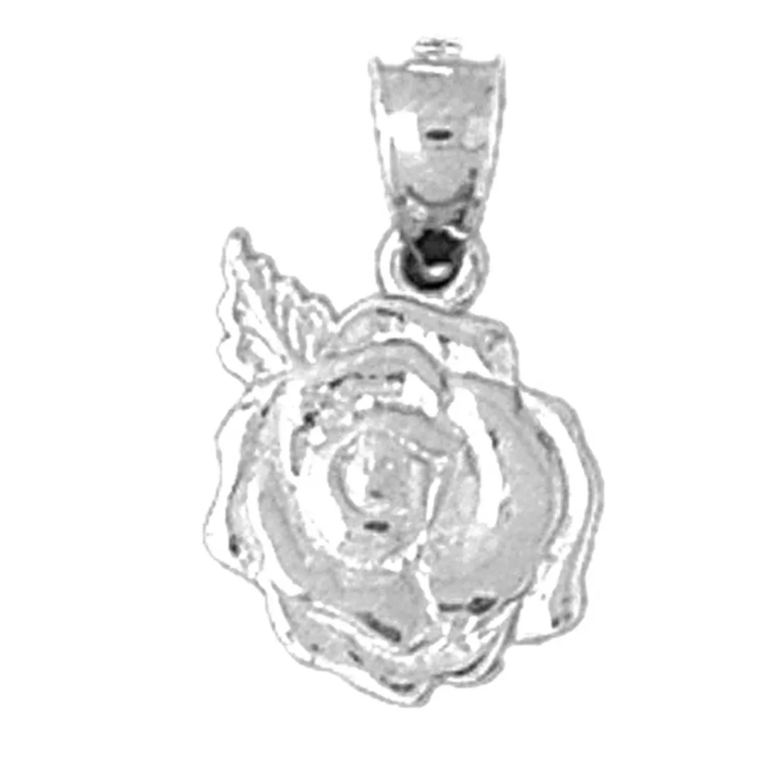 14K or 18K Gold Rose Flower Pendant