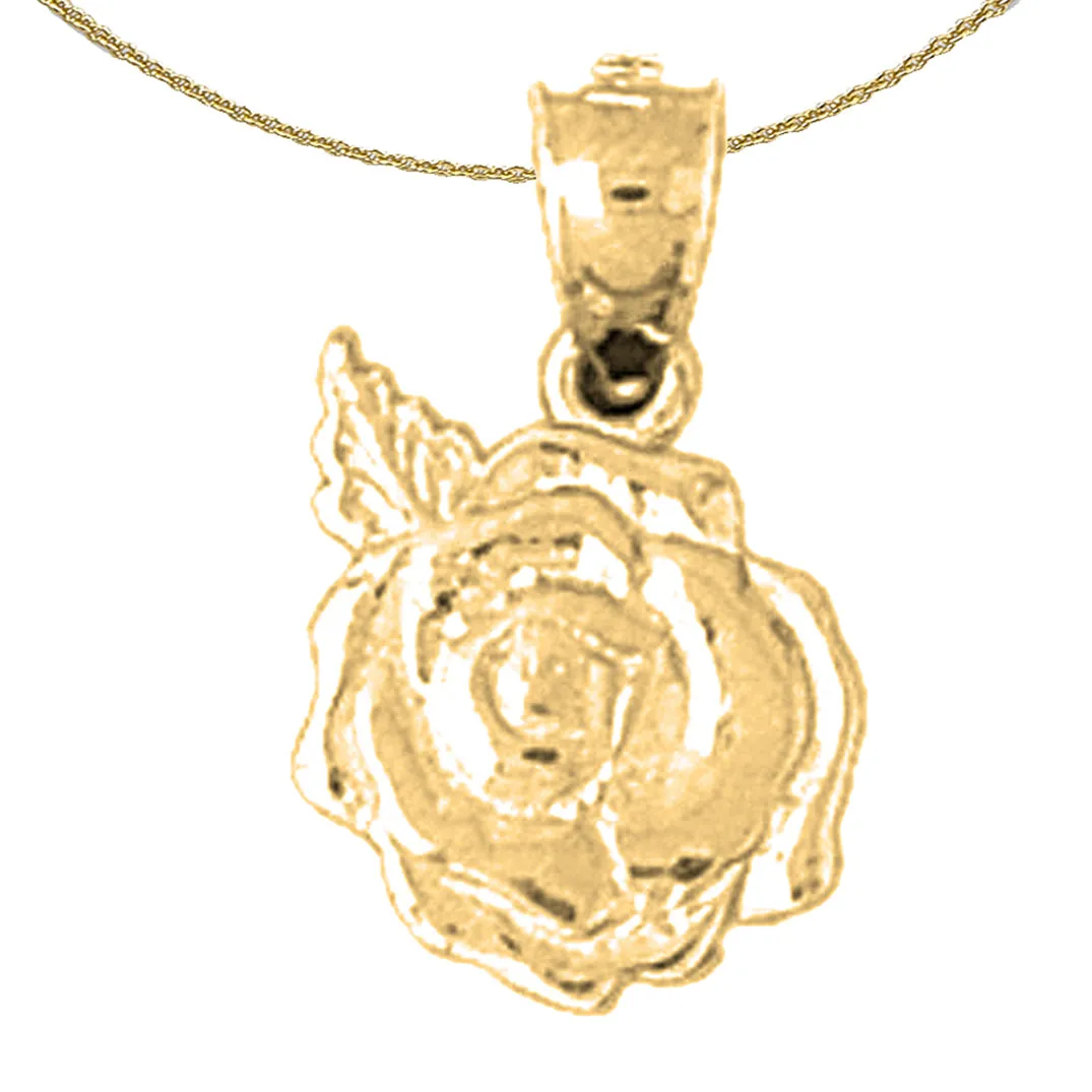 14K or 18K Gold Rose Flower Pendant