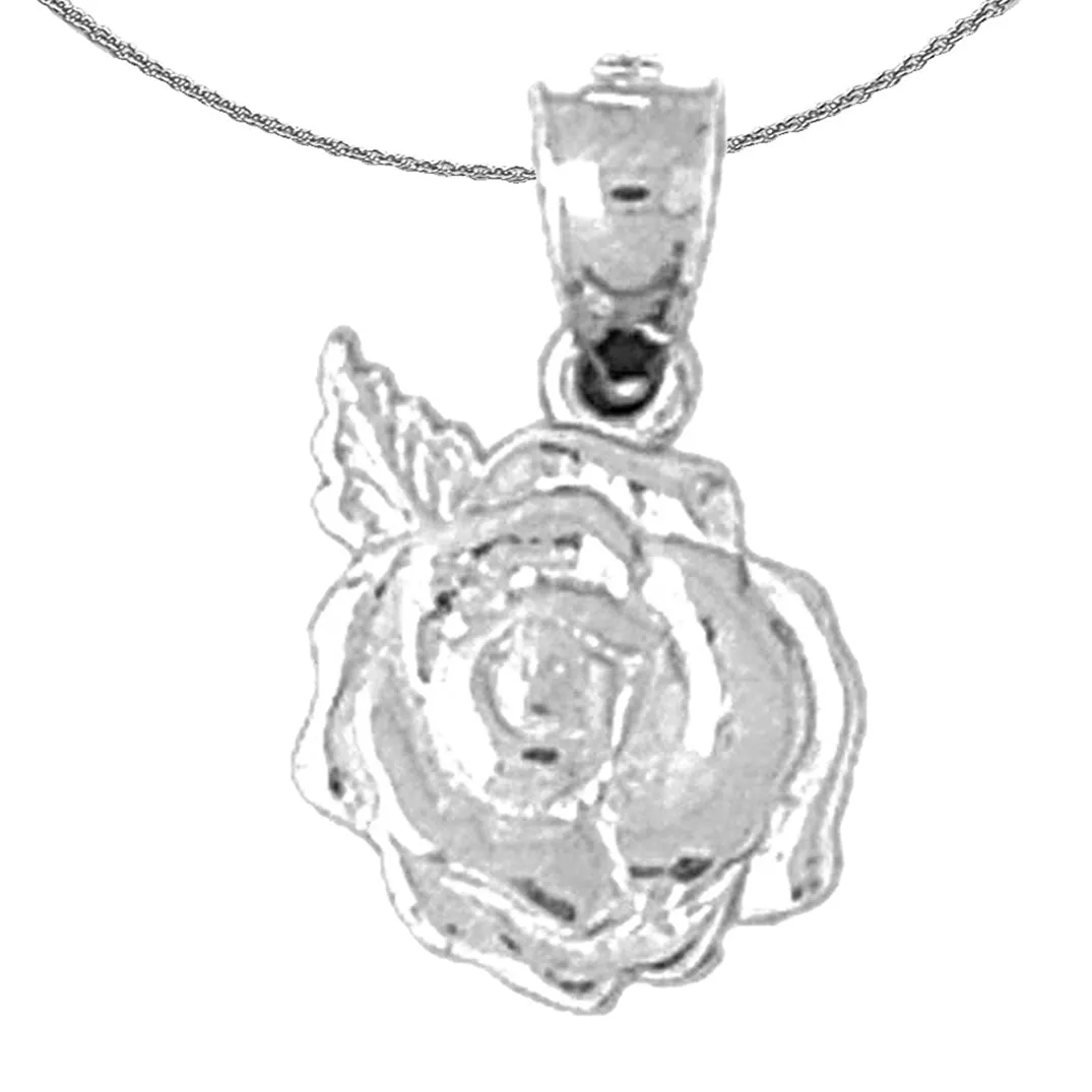 14K or 18K Gold Rose Flower Pendant