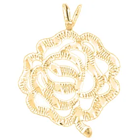 14K or 18K Gold Rose Flower Pendant