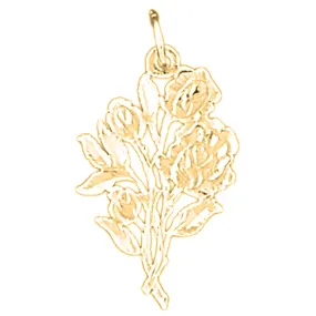 14K or 18K Gold Rose Flower Pendant