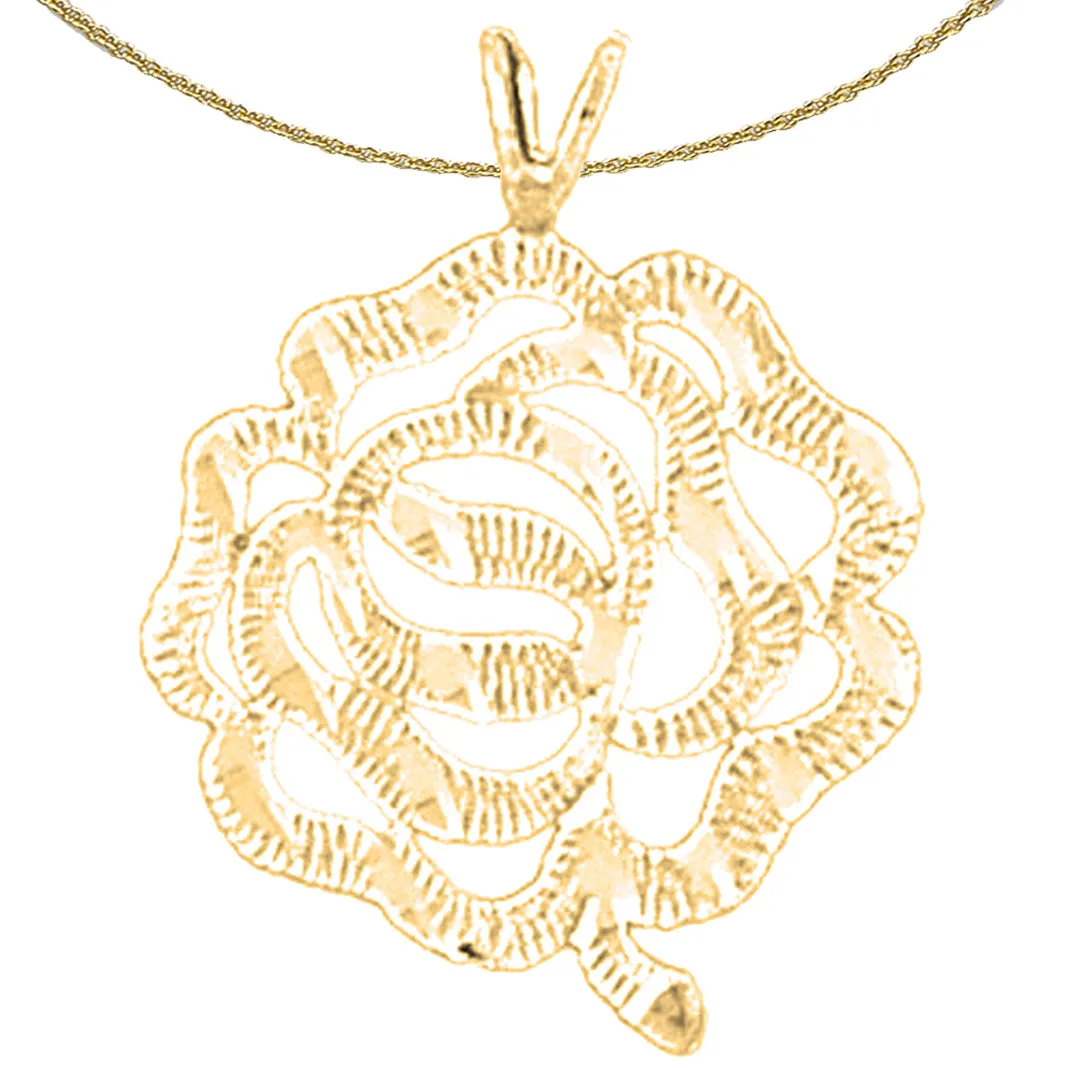 14K or 18K Gold Rose Flower Pendant