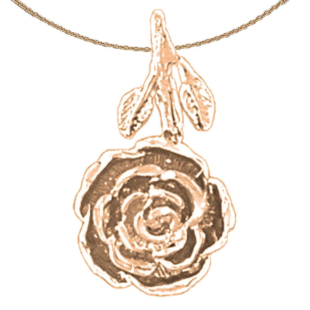 14K or 18K Gold Rose Flower Pendant