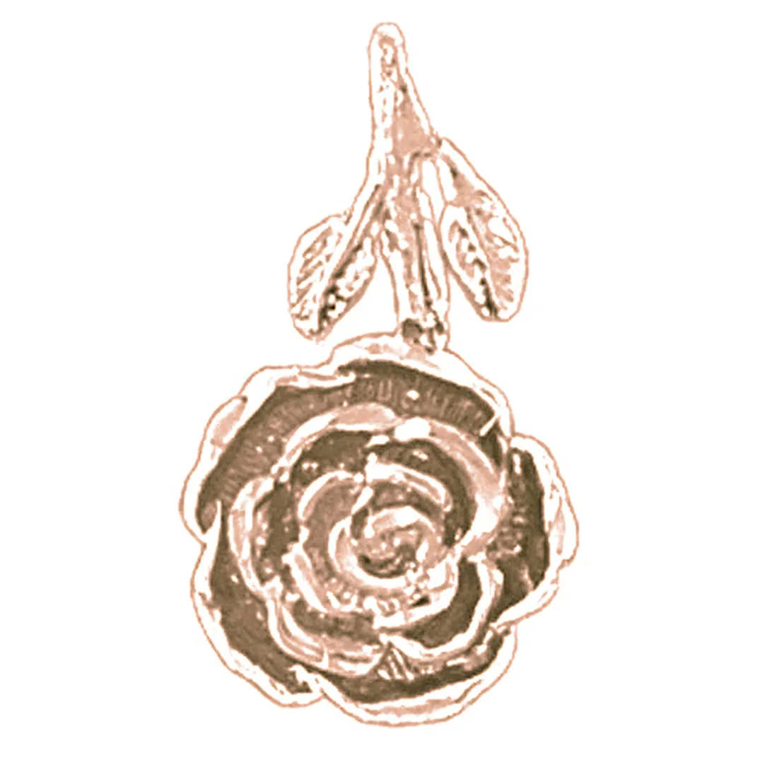 14K or 18K Gold Rose Flower Pendant