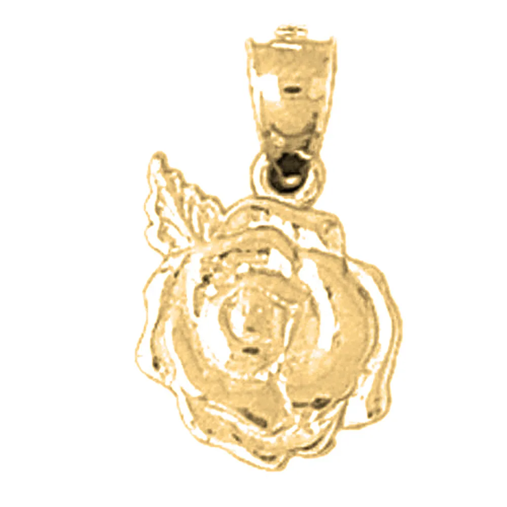 14K or 18K Gold Rose Flower Pendant