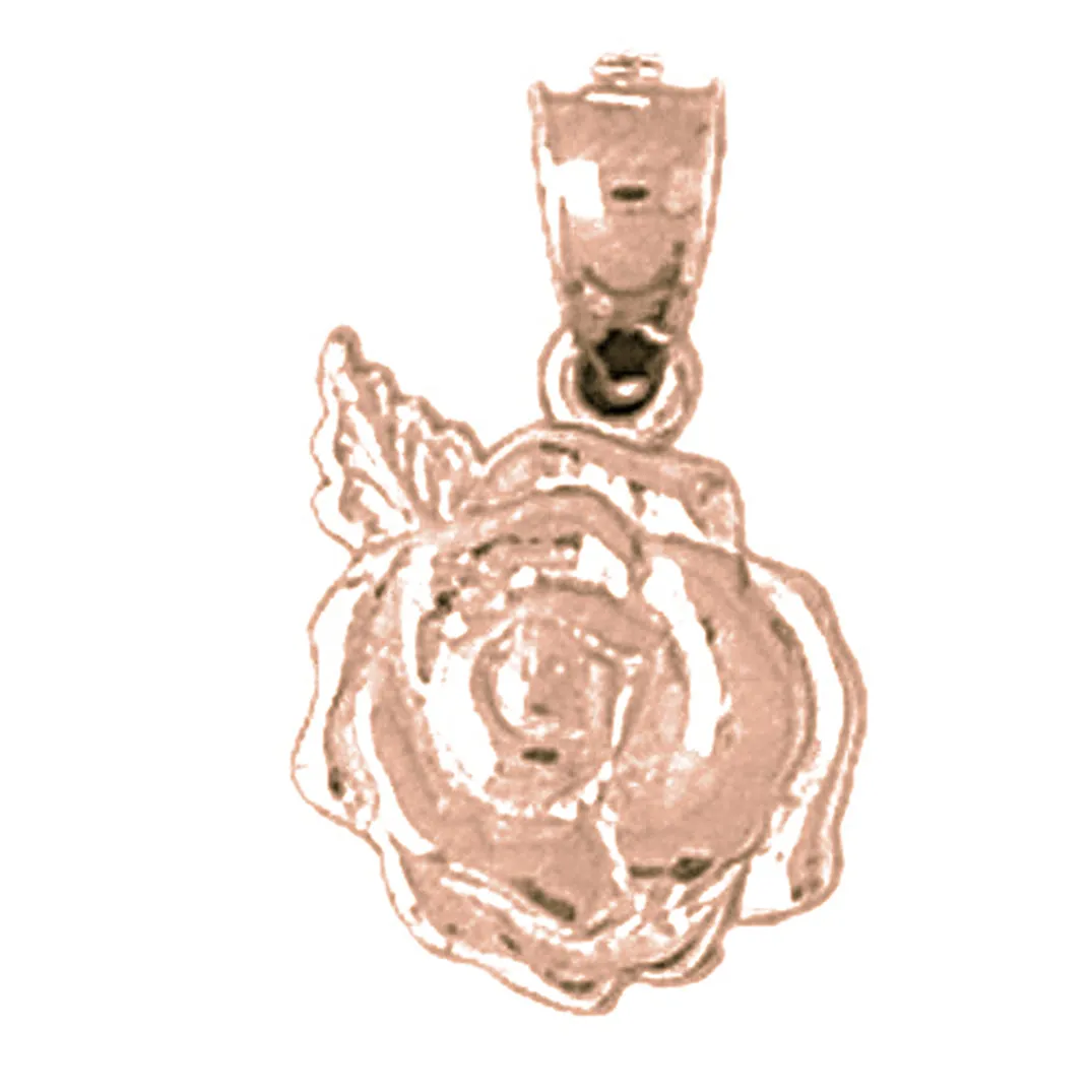 14K or 18K Gold Rose Flower Pendant