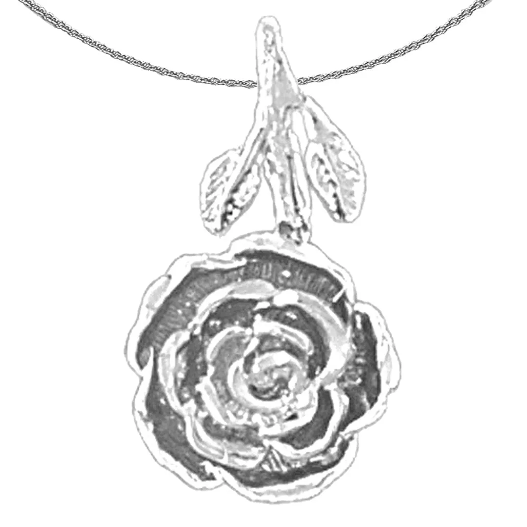 14K or 18K Gold Rose Flower Pendant