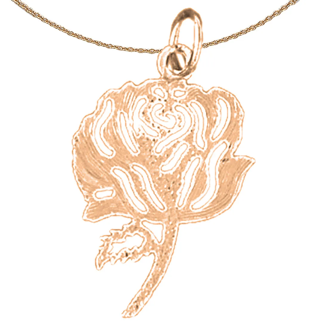 14K or 18K Gold Rose Flower Pendant