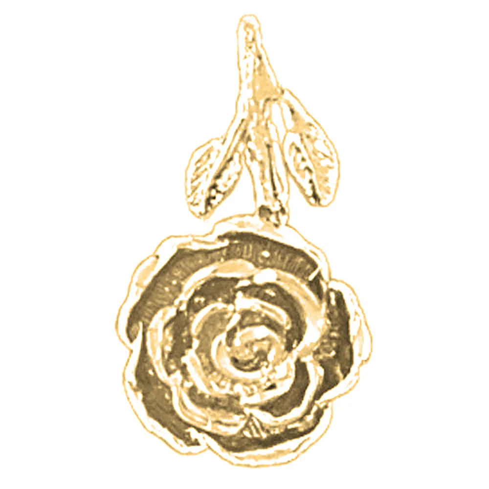 14K or 18K Gold Rose Flower Pendant