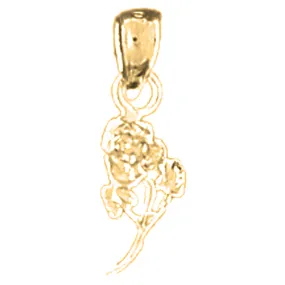 14K or 18K Gold Rose Flower Pendant