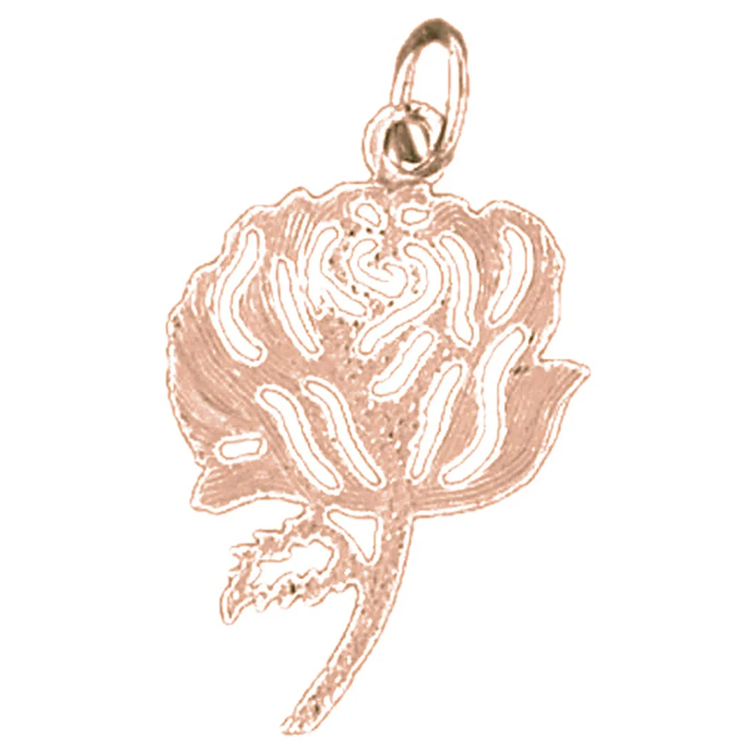 14K or 18K Gold Rose Flower Pendant