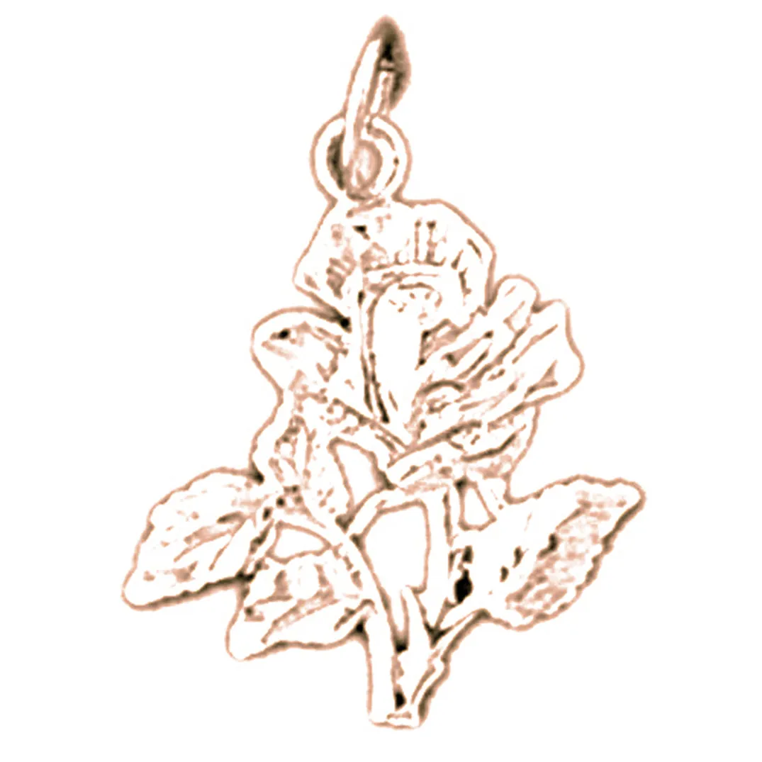 14K or 18K Gold Rose Flower Pendant