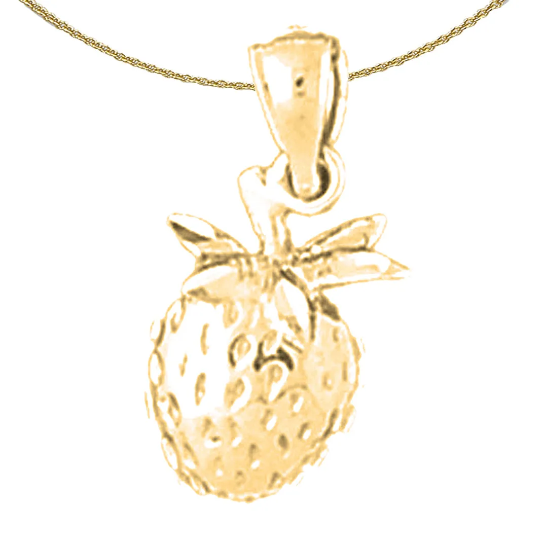 14K or 18K Gold Strawberry Pendant