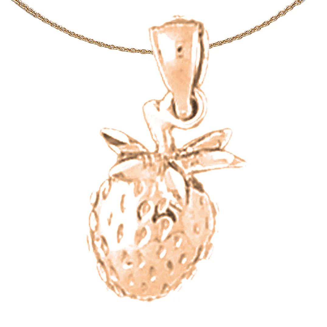 14K or 18K Gold Strawberry Pendant