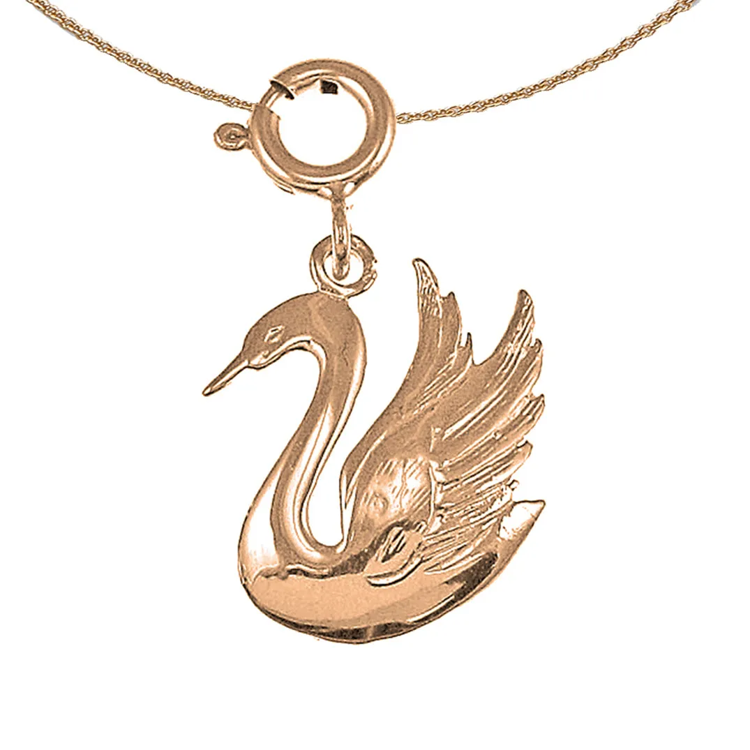 14K or 18K Gold Swan Pendant