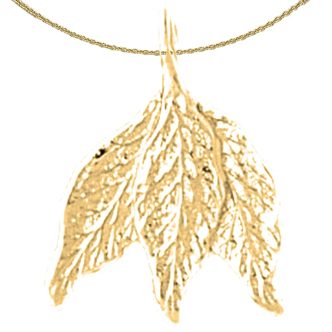 14K or 18K Gold Tri-Evergreen Leaf Pendant