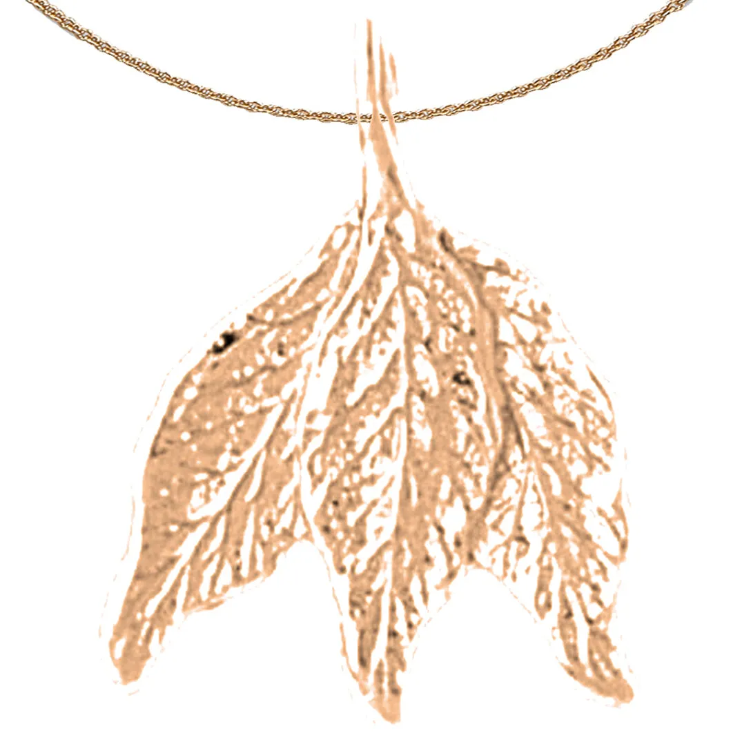 14K or 18K Gold Tri-Evergreen Leaf Pendant