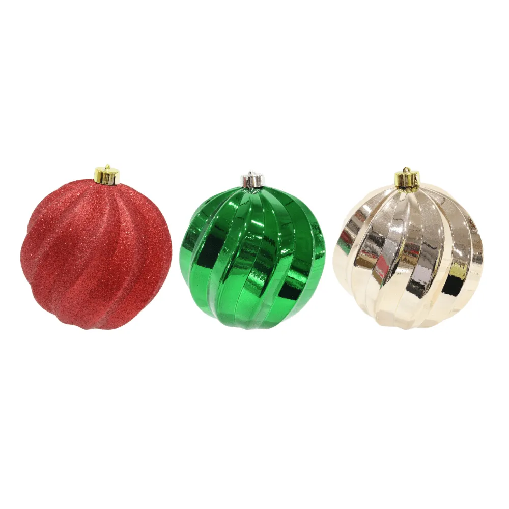 3pk Classic Swirl Baubles (15cm)