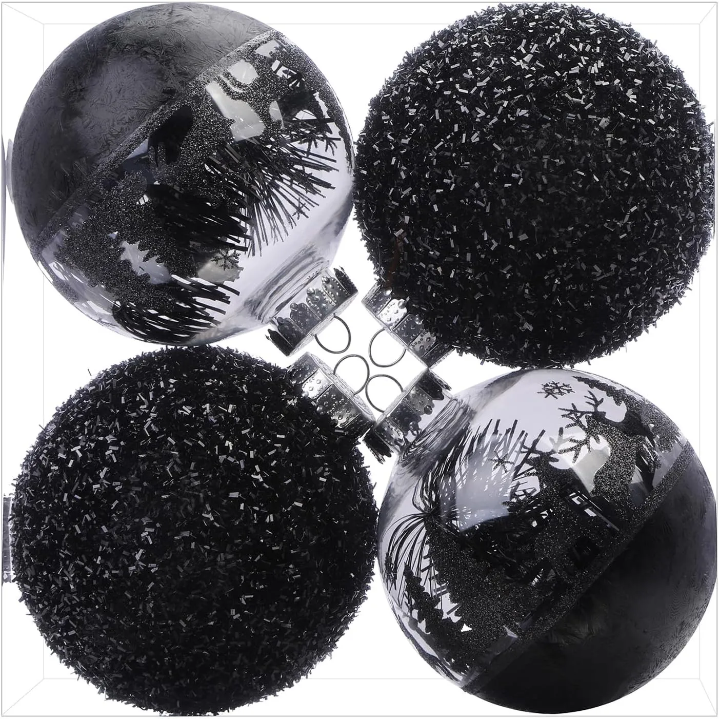 4 Pcs Black 120mm/4.72" Large Christmas Balls Ornaments