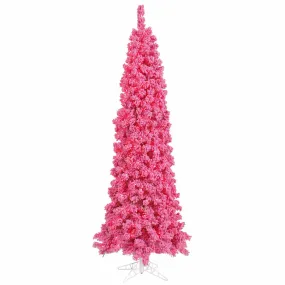 4.5' Flocked Pink Slim Fir Artificial Christmas Tree Pink Dura-lit Lights