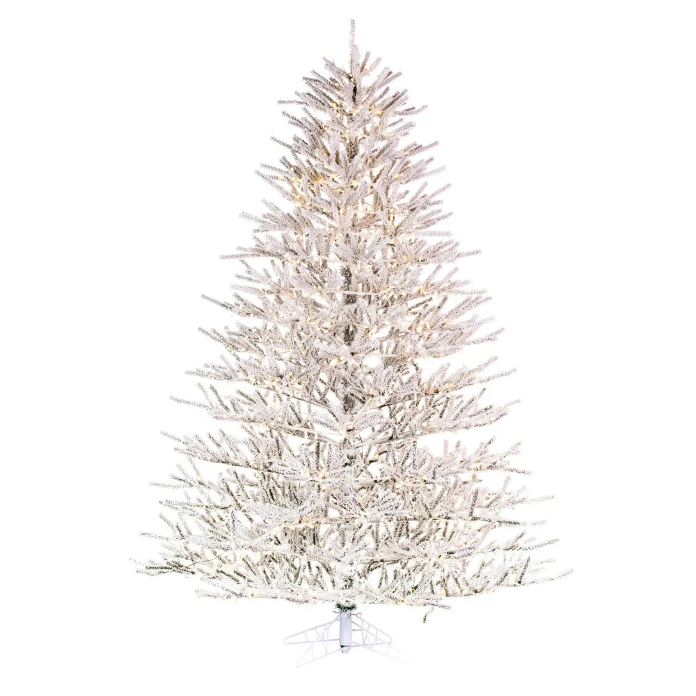 4.5' x 43" Flocked Pistol Pine Artificial Pre-lit Xmas Tree Warm White 3mm LED