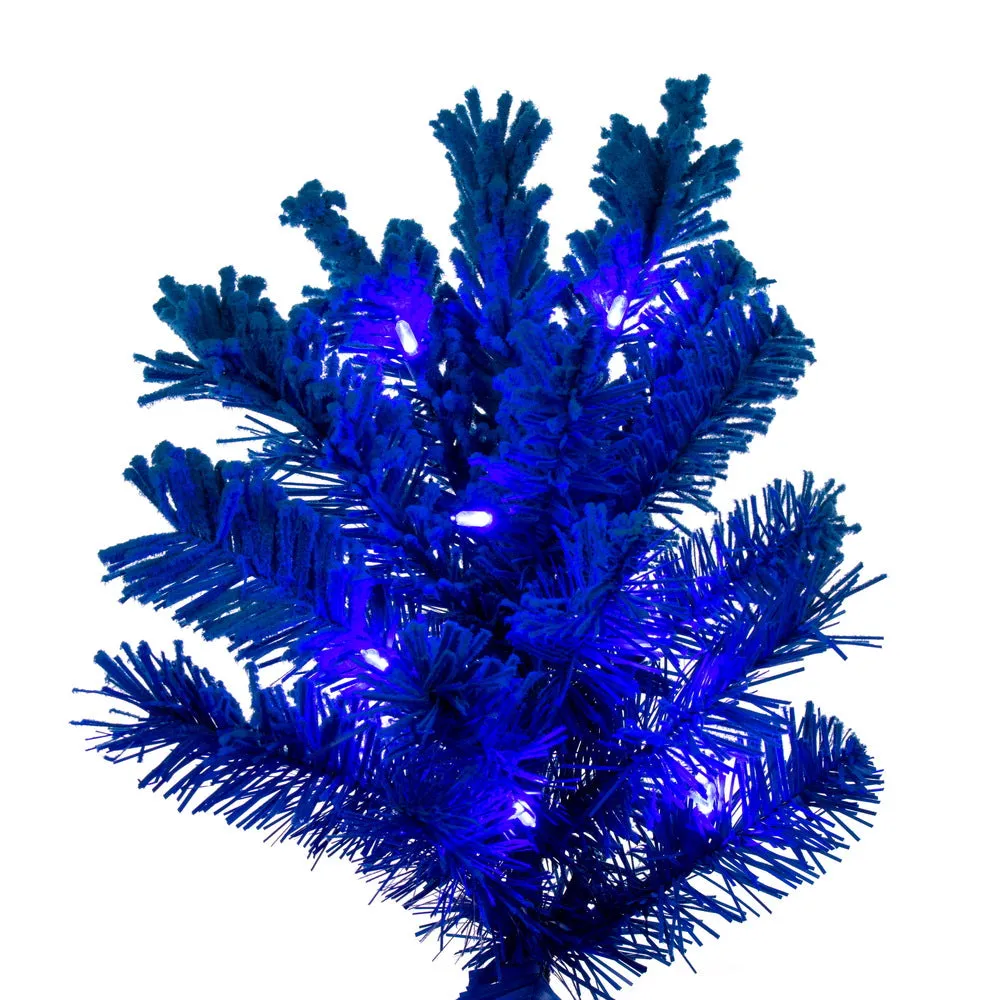 4.5' x24" Flocked Turquoise Fir Artificial Pre-lit Christmas Tree Turquoise LED