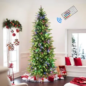 4ft Prelit Multi-Color RGB Lights Artificial Hinged Christmas Tree with Remote Control