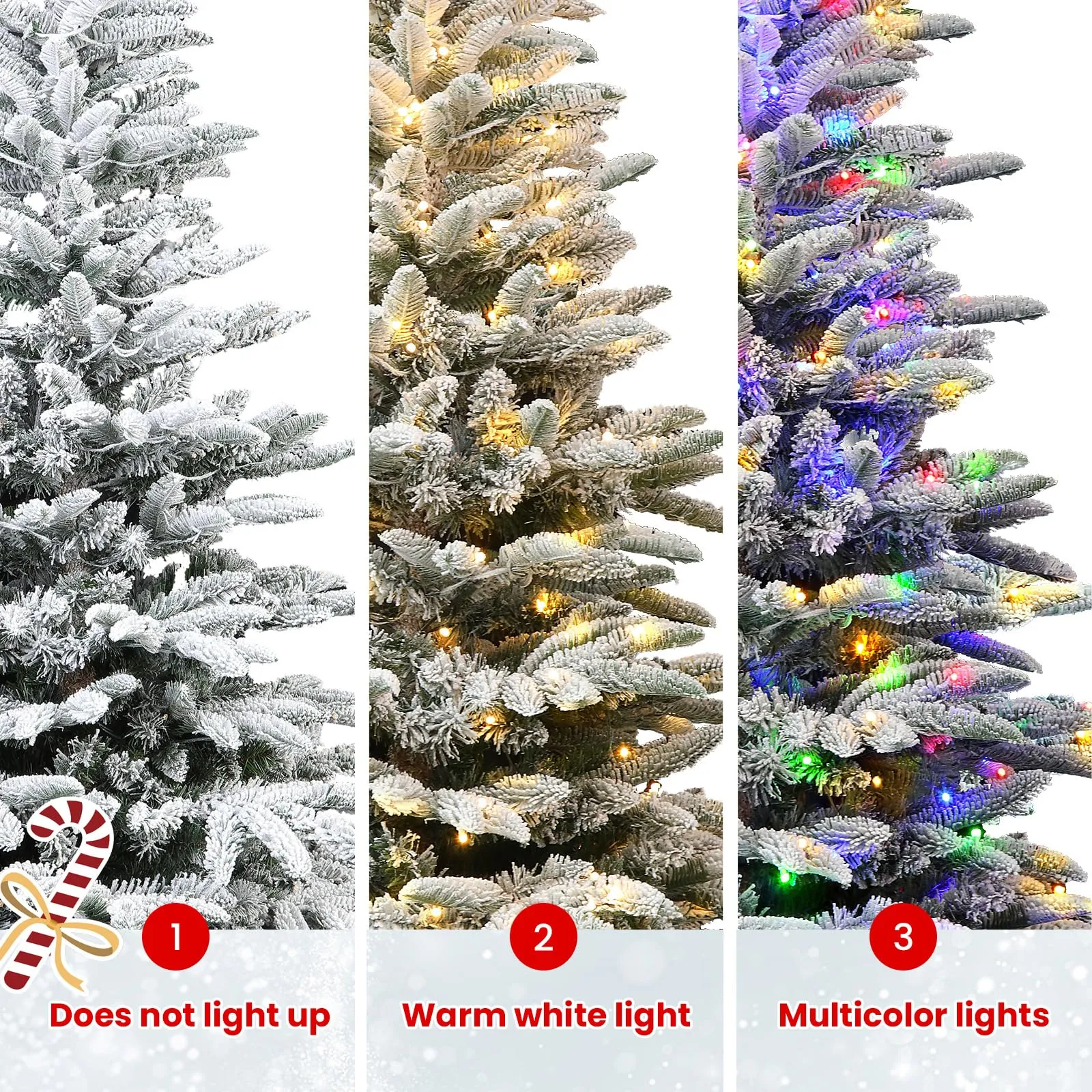 4ft Prelit Multi-Color RGB Lights Artificial Hinged Upgraded Snow Flocked Christmas Tree with Remote