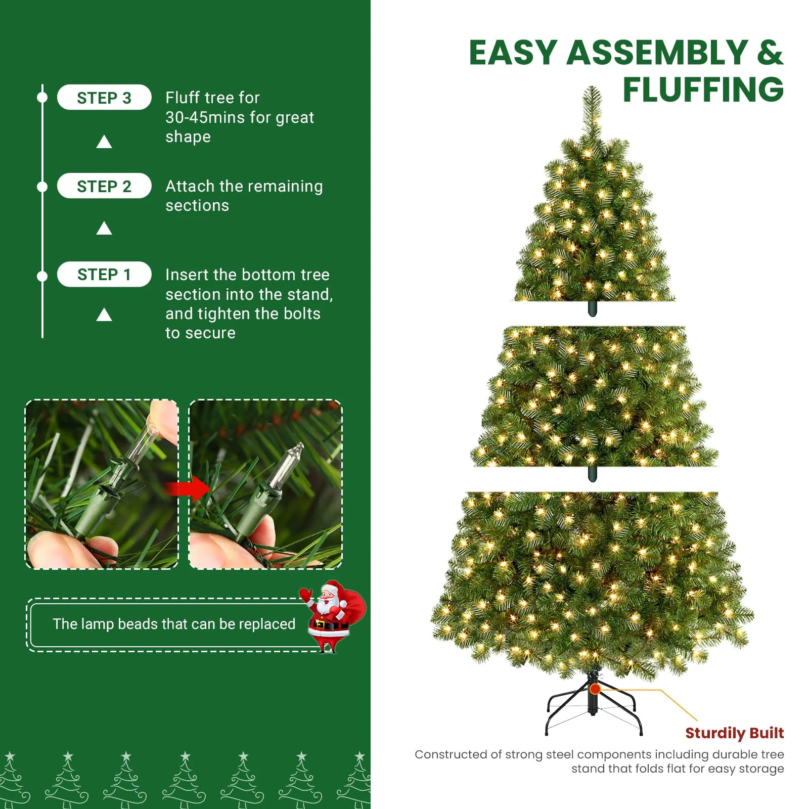 4ft Prelit Warm White Lights Premium Artificial Hinged Christmas Tree