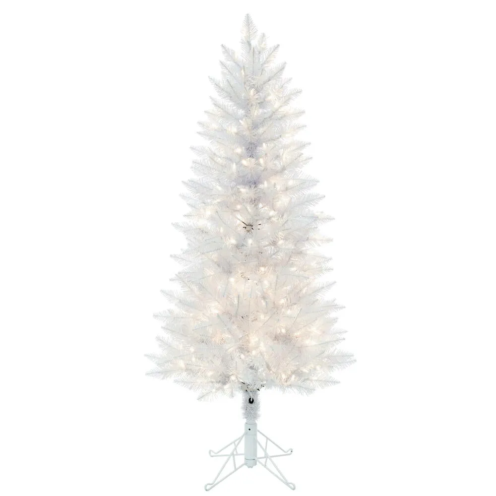 5' Sparkle White Spruce Pencil Artificial Christmas Tree Pure White LED Lights