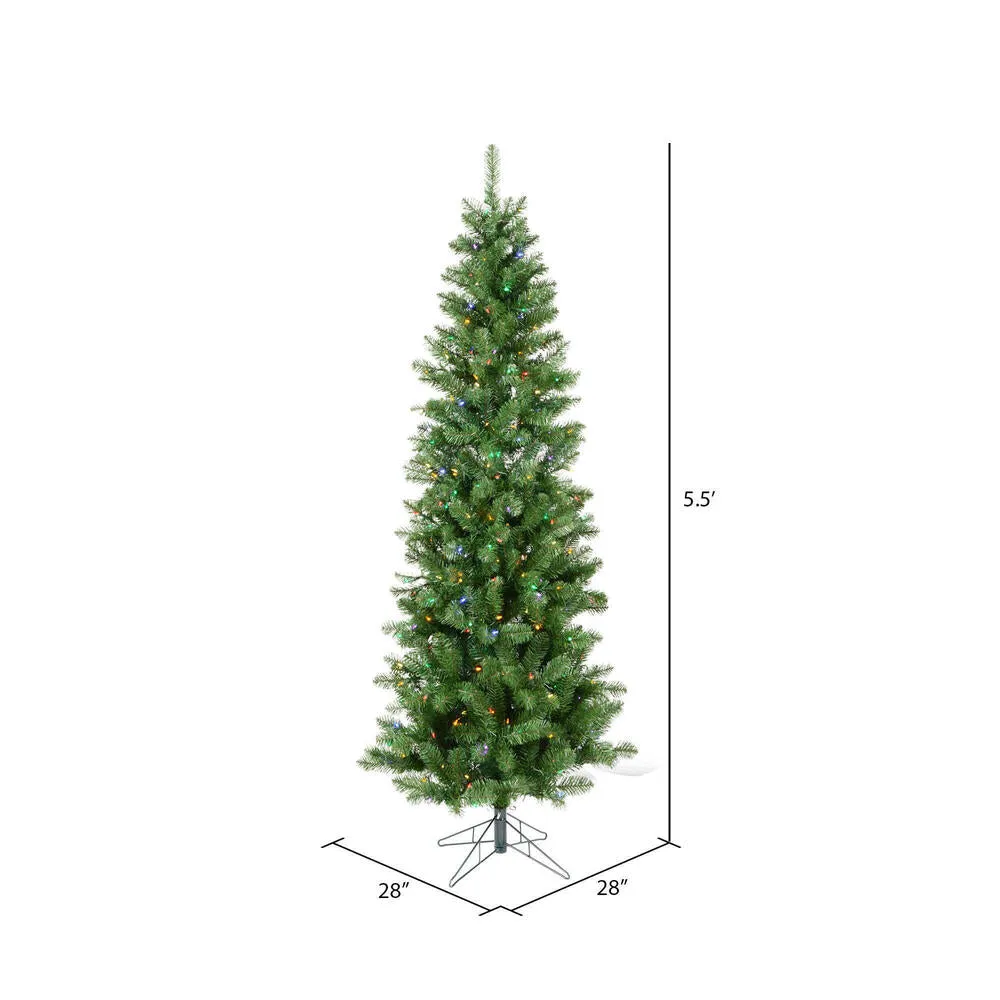 5.5'  Pine Artificial Christmas Tree, Colored LED Dura-lit Lights