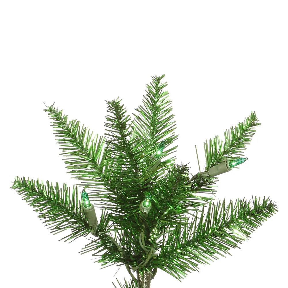 5.5' Tinsel Green Fir Artificial Christmas Tree Green Incandescent Lights