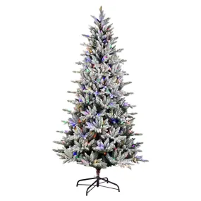 5.5' x 34" Flocked Vail Pine Artificial Christmas Tree Colored Dura-Lit LED