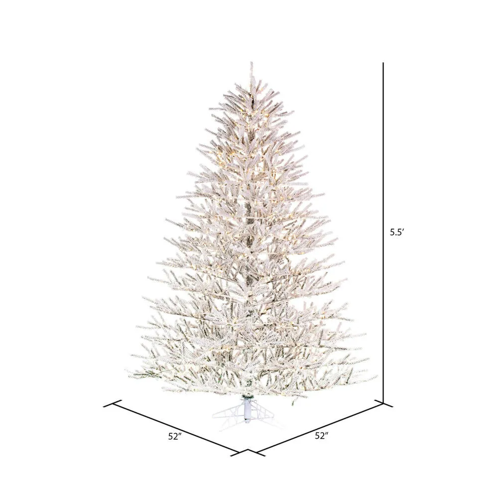 5.5' x 52" Flocked Pistol Pine Artificial Pre-lit Xmas Tree Warm White 3mm LED