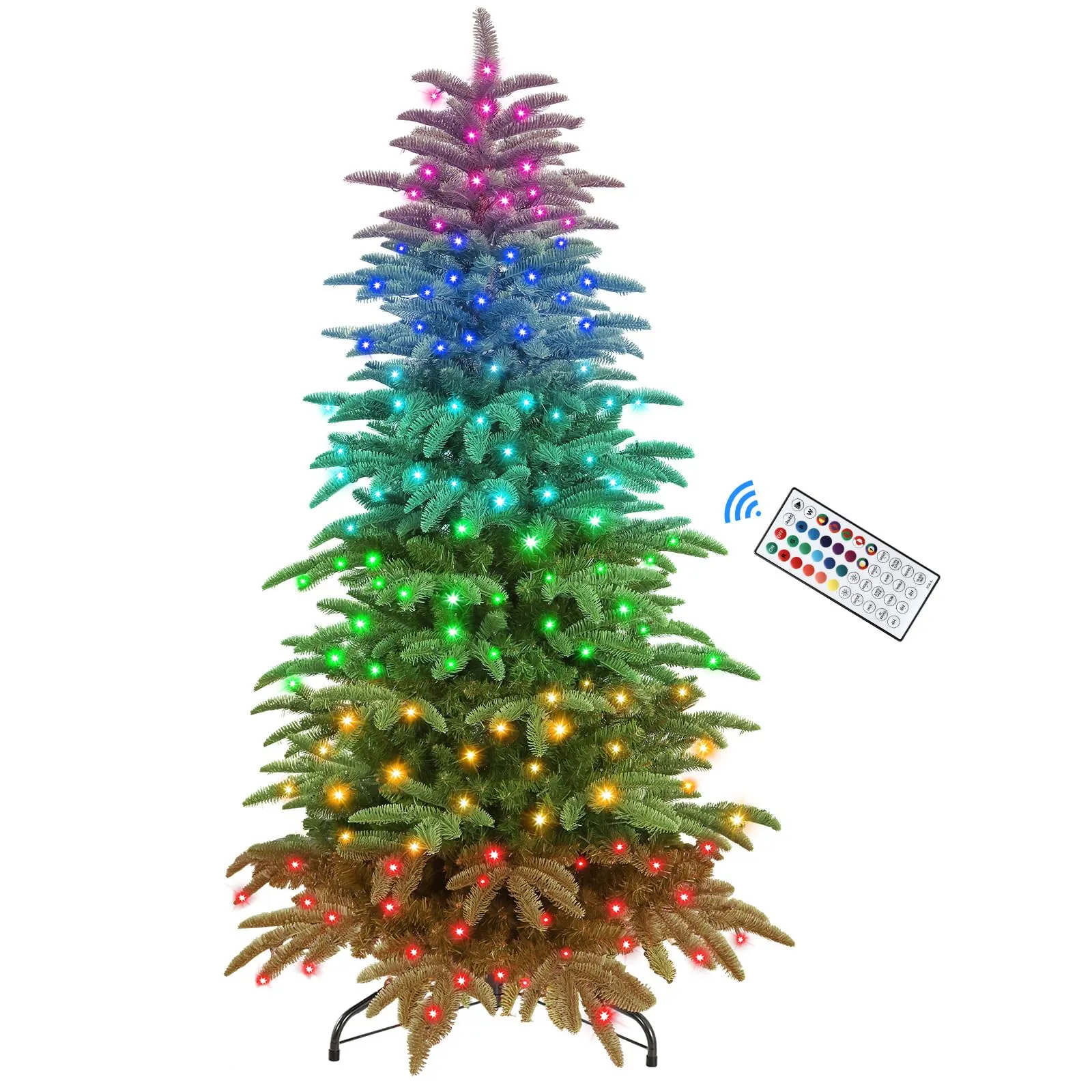 5ft Prelit Multi-Color RGB Lights Artificial Hinged Upgraded Christmas Tree with Remote