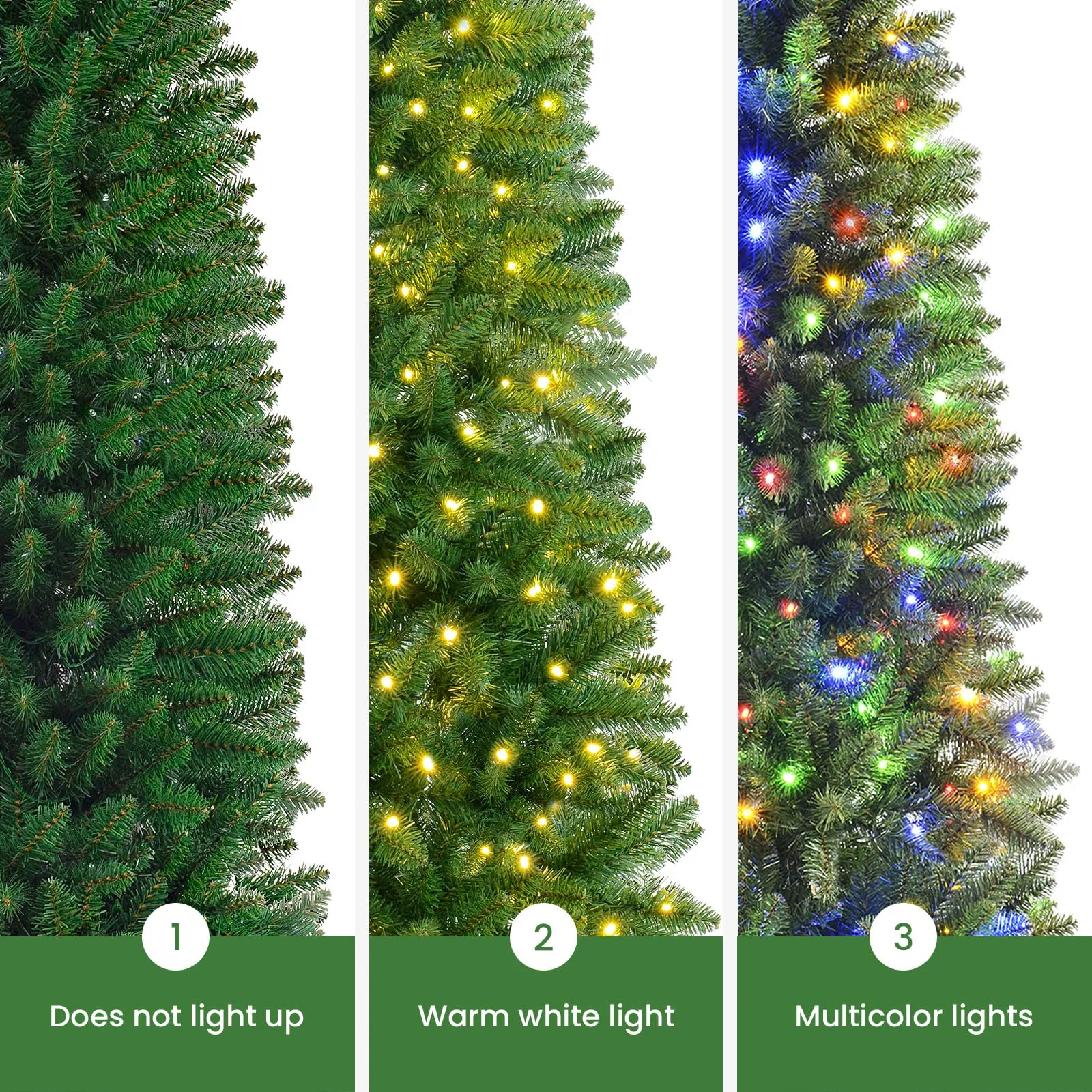 5ft Warm White & Multi-Color Lights Prelit Artificial Slim Pencil Christmas Tree with Remote