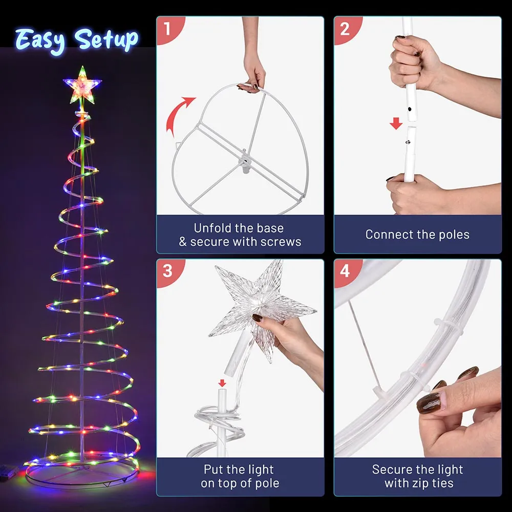 6' LED Lighted Xmas Spiral Tree