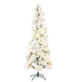 6' x 30" Flocked Atka Pencil Artificial Christmas tree Warm White Dura-Lit LED