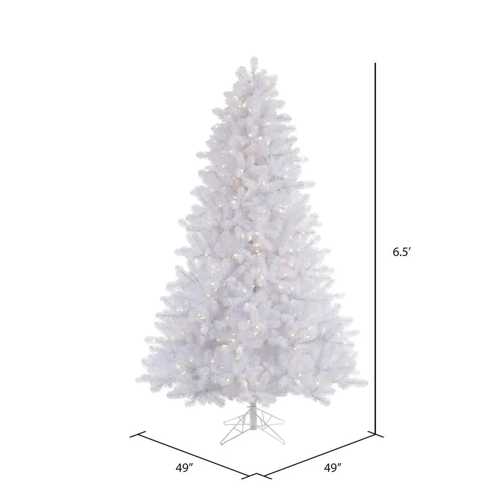 6.5' Crystal White Pine Artificial Christmas Tree Pure White LED Lights