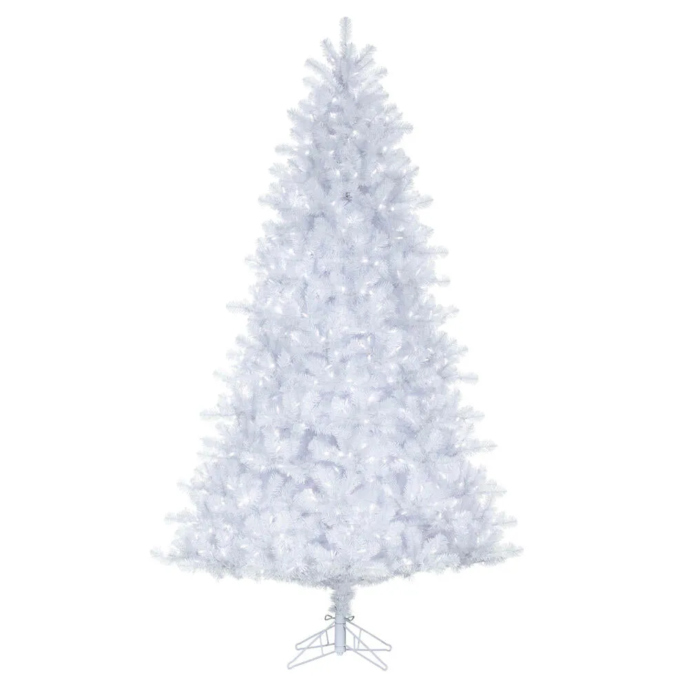 6.5' Crystal White Pine Artificial Christmas Tree Pure White LED Lights