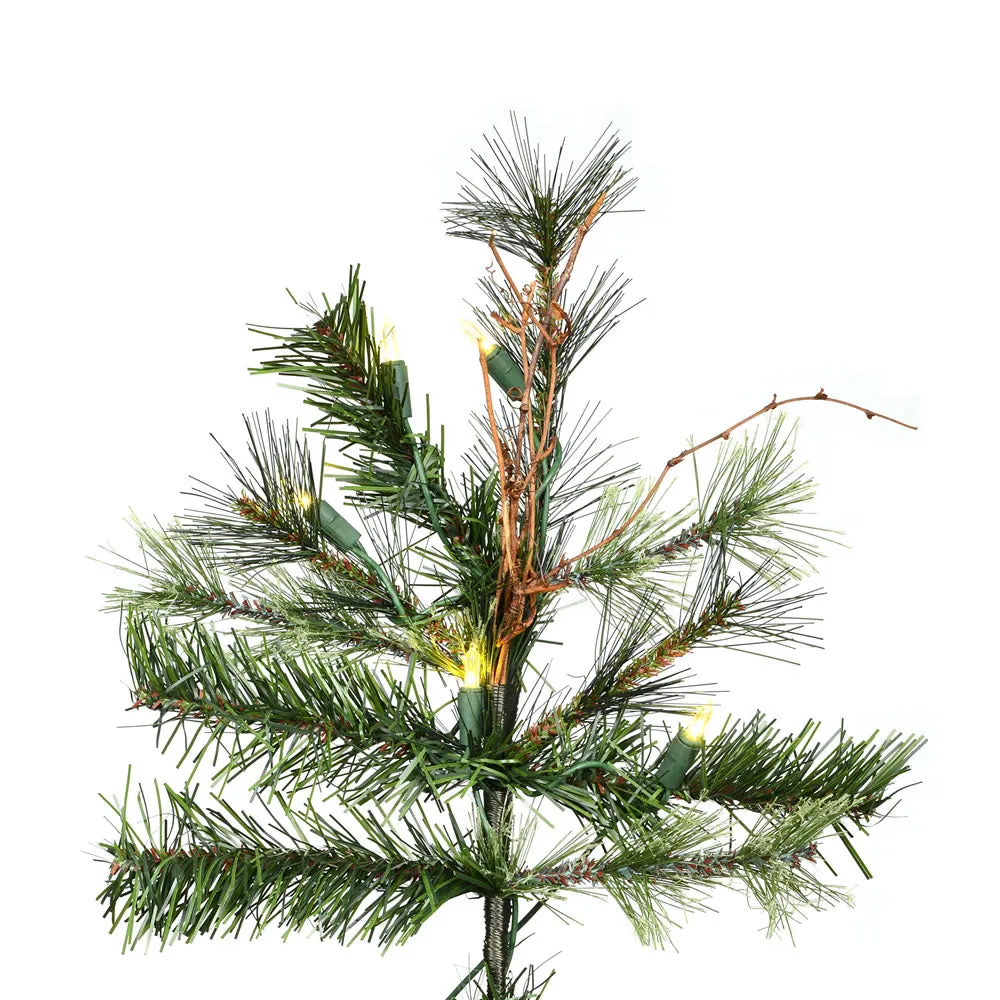 6.5' Mixed Country Pine Slim Artificial Christmas Tree Warm White Dura-Lit LED