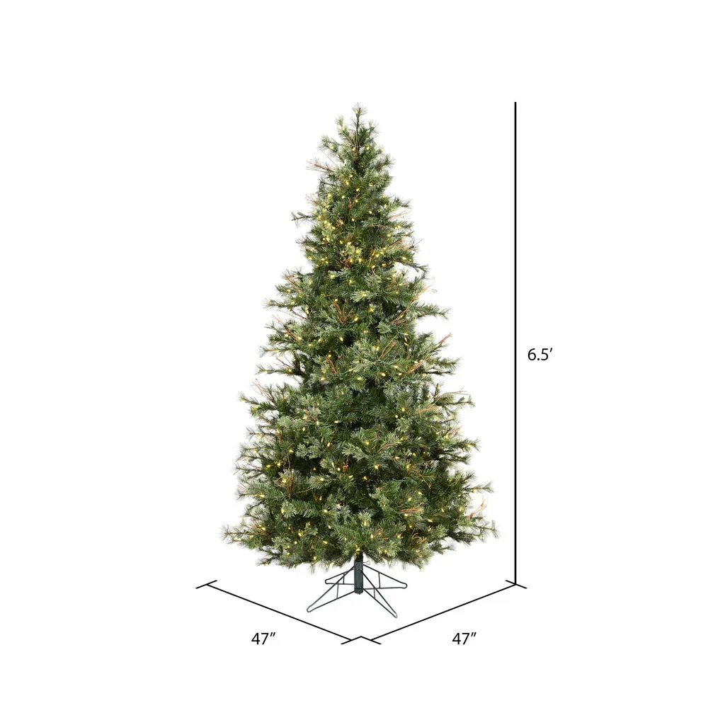 6.5' Mixed Country Pine Slim Artificial Christmas Tree Warm White Dura-Lit LED