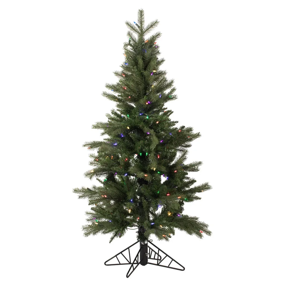 6.5' x 40" Balsam Spruce Slim Artificial Christmas Tree Colored Dura-Lit LED